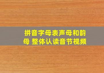 拼音字母表声母和韵母 整体认读音节视频